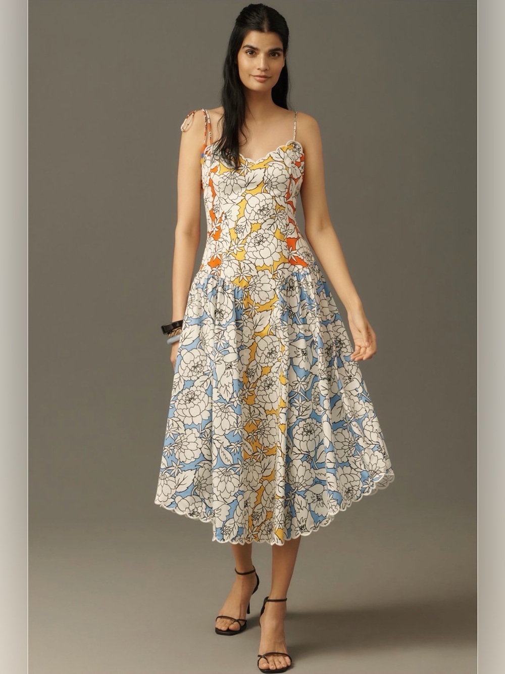 Farm Rio x Anthropologie Basque-Waist
Floral Cotton Midi Dress NWT